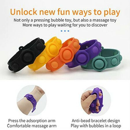 2pcs Fidget Toy, Portable Simple Dimple Sensory Fidget Bracelet, Stress Relief Hand Toy for Kids Adults Anxiety Autism, Pop Bubble Bracelet Exhaust Stress Toy (Purple n ORANGE)