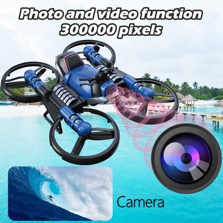 2 IN 1 MOTORCYCLE FOLDING RC DRONE with 2MP Camera, Wifi RC Quadcopter Drone, Fpv, Aerial Photography, Electric Deformation Helicopter