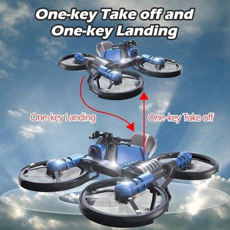 2 IN 1 MOTORCYCLE FOLDING RC DRONE with 2MP Camera, Wifi RC Quadcopter Drone, Fpv, Aerial Photography, Electric Deformation Helicopter