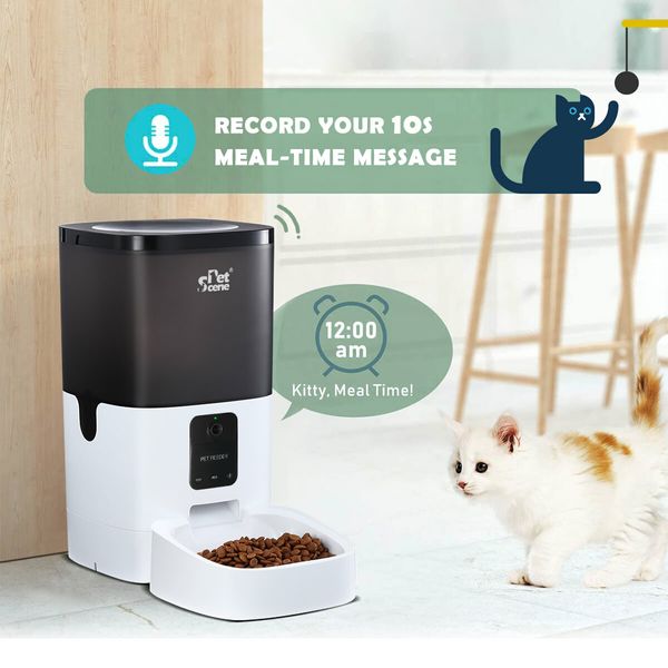 6L Automatic Pet Feeder Auto Dog Cat Feeder with 1080HD Camera App Control and Night Vision