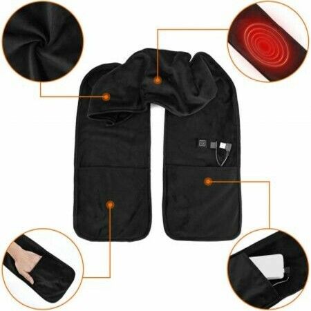 Heated Scarf USB Heat Shawl Electric Warm Neck Wrap  Pockets