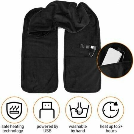 Heated Scarf USB Heat Shawl Electric Warm Neck Wrap  Pockets