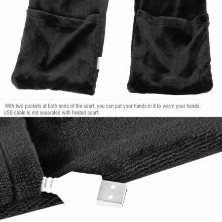 Heated Scarf USB Heat Shawl Electric Warm Neck Wrap  Pockets