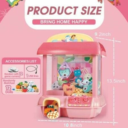 Claw Machine,C1 Claw Toy,2.4G Remote Control Automatic Dual Mode Mini Claw Machine, Intelligent System with Music and Lighting(Pink)