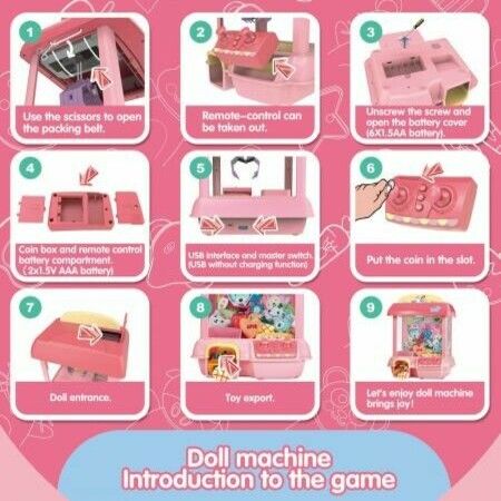 Claw Machine,C1 Claw Toy,2.4G Remote Control Automatic Dual Mode Mini Claw Machine, Intelligent System with Music and Lighting(Pink)