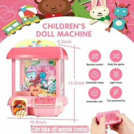 Claw Machine,C1 Claw Toy,2.4G Remote Control Automatic Dual Mode Mini Claw Machine, Intelligent System with Music and Lighting(Pink)