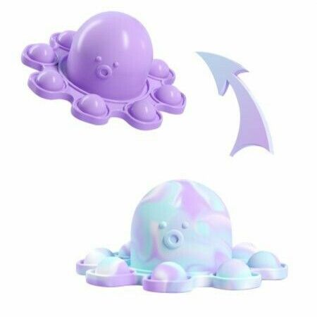 Reversible Octopus Push Pop Bubble Fidget Toy, Flip Cute and Small Octopus Squeeze Sensory Tools to Relieve Emotional Stress for Kids Adults, 4pcs