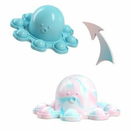 Reversible Octopus Push Pop Bubble Fidget Toy, Flip Cute and Small Octopus Squeeze Sensory Tools to Relieve Emotional Stress for Kids Adults, 4pcs