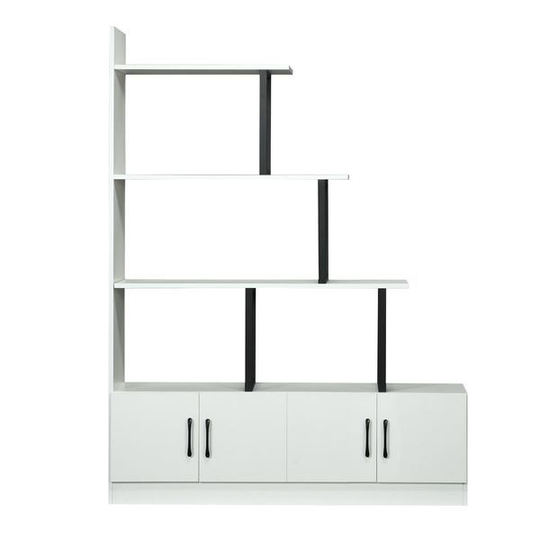 5 Level Ladder Bookshelves Bookcase Storage Cabinet Cube Shelf Display Unit with Doors