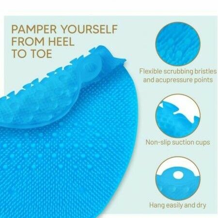 Shower Foot Massager Scrubber - Improves Foot Circulation & Reduces Foot Pain - Soothes Tired Achy Feet And Scrubs Feet Clean - Non Slip With Suction Cups