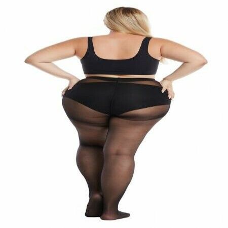 2Pairs Plus Size XXXL 20D Control Top Tights Ultra-Soft Panty Hose Black