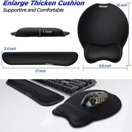 Upgrade Enlarge Superfine Fibre Soft Smooth Gel Ergonomic Mouse Pad Wrist Support and Keyboard Wrist Rest for Computer, Laptop, Mac, Gaming and Office, Durable, Comfortable and Pain Relief