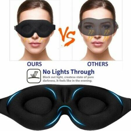 3D Contoured Sleep Eye Mask for Men and Women with Concave Molded Night Blindfold for Travel Yoga Naps