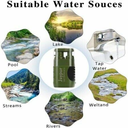 Outdoor Water Purifier Pump,3-Stage Water Filter,0.01 Micron Emergency Portable Water Filtered for Hiking,Survival Gear,Camping, Hiking, Backpacking