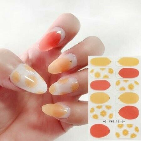 4 Sheets 3D Summer Fruit Nail Art Stickers,Water Transfer Full Wraps Rhinestone For Acrylic Nails