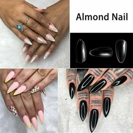 504pcs False Nails Tips Acrylic Clear Nail Full Cover Almond