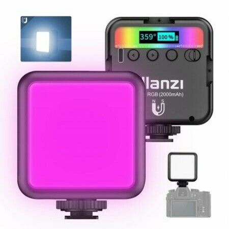 VL49 RGB LED Light, Mini RGB Color Camera/Camcorder Light, Pocket Size 2000mAh Rechargeable Video Light with 2500k-9000k Color Range Magnet Design