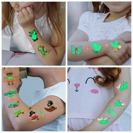 30 sheets Glow Temporary Tattoos for Kids Waterproof Luminous Tattoo Sticker Glow Mixed Style