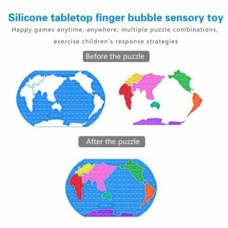 Fidget Toy World Map Push Bubble Sensory Autism Special Needs Decompression Bubble Toy