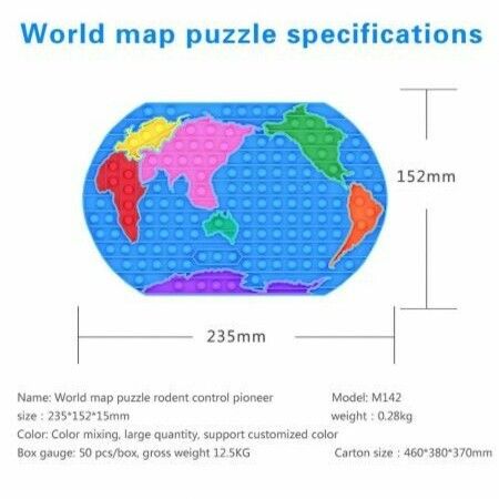 Fidget Toy World Map Push Bubble Sensory Autism Special Needs Decompression Bubble Toy