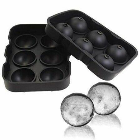 Silicone Ice Cube Trays Combo Ice Cube Tray Mold (6 Round Ice Ball Black)