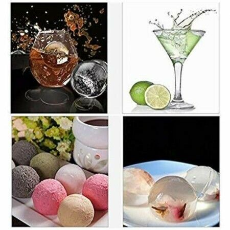 Silicone Ice Cube Trays Combo Ice Cube Tray Mold (6 Round Ice Ball Black)