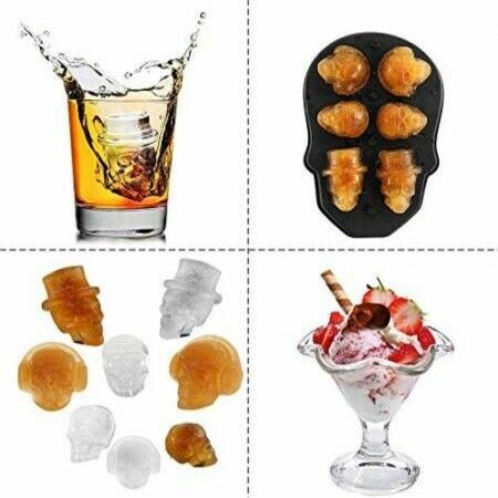 3D Skull Flexible Silicone Ice Cube Mold Tray BPA FREE