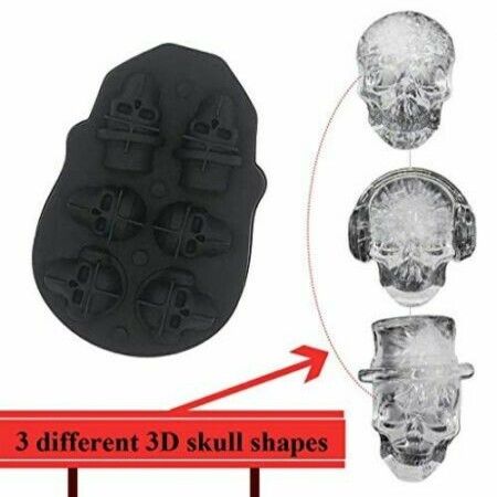 3D Skull Flexible Silicone Ice Cube Mold Tray BPA FREE