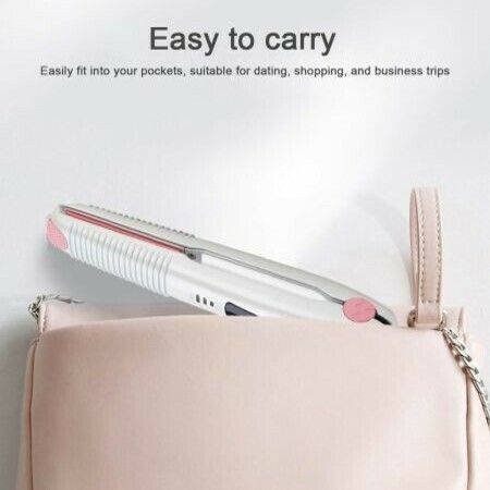 2 in 1 Cordless Hair Straightener and Curler, Travel Ceramic Mini Flat Iron USB Charging