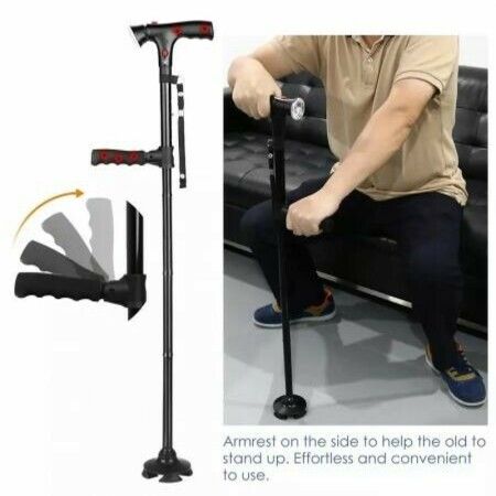 LED Walking Cane for Seniors Collapsible Telescopic Folding Elder Crutches Trusty Sticks with Bright Light for Mobility Aid