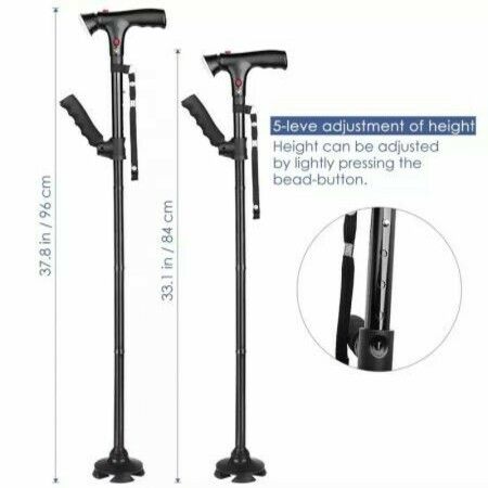LED Walking Cane for Seniors Collapsible Telescopic Folding Elder Crutches Trusty Sticks with Bright Light for Mobility Aid