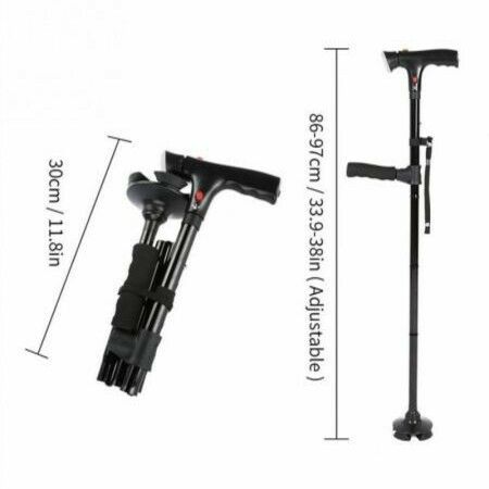 LED Walking Cane for Seniors Collapsible Telescopic Folding Elder Crutches Trusty Sticks with Bright Light for Mobility Aid