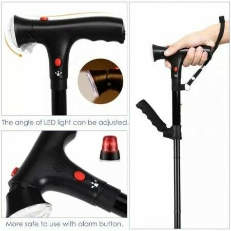 LED Walking Cane for Seniors Collapsible Telescopic Folding Elder Crutches Trusty Sticks with Bright Light for Mobility Aid