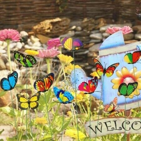 50PCS 7CM Butterfly Stakes and Garden Ornaments Garden Decorations for Indoor,Outdoor Yard,