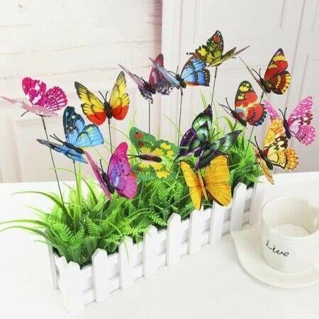 50PCS 7CM Butterfly Stakes and Garden Ornaments Garden Decorations for Indoor,Outdoor Yard,