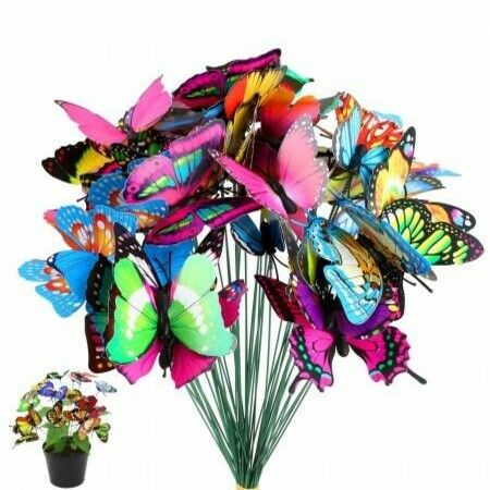 50PCS 7CM Butterfly Stakes and Garden Ornaments Garden Decorations for Indoor,Outdoor Yard,