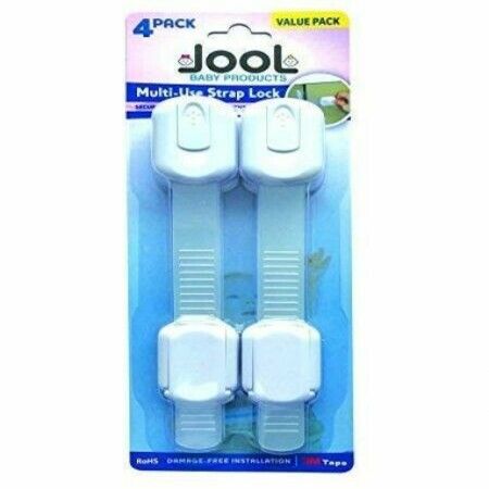 Child Safety Strap Locks (4 Pack) for Fridge, Cabinets, Drawers, Dishwasher, Toilet,No Drillin