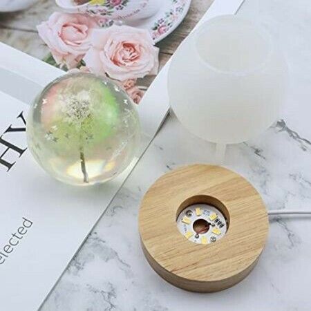 3D Light Resin Mold Epoxy resin DIY Molds with Wooden Lighted Base Stand 80mm