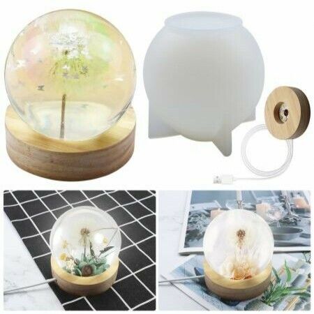 3D Light Resin Mold Epoxy resin DIY Molds with Wooden Lighted Base Stand 80mm