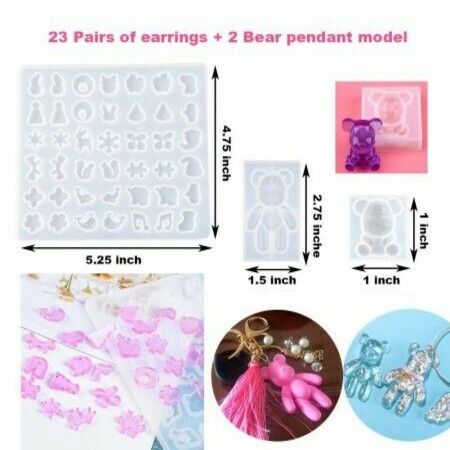 229PCS Epoxy Resin Molds DIY Jewelry Earring Keychain Necklace Rings Making Kit For Beginners