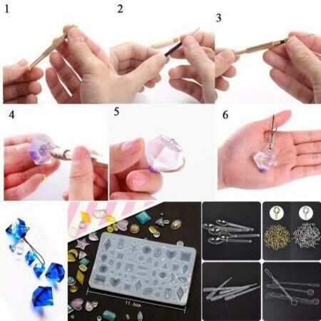 229PCS Epoxy Resin Molds DIY Jewelry Earring Keychain Necklace Rings Making Kit For Beginners