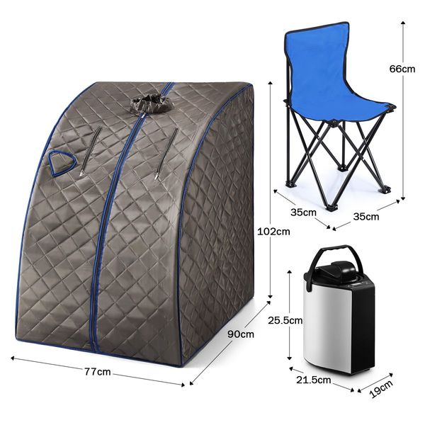 Portable Steam Sauna Therapeutic Home Sauna Spa Kit with Steam Pot, Portable Chair & Remote Control