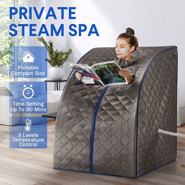 Portable Steam Sauna Therapeutic Home Sauna Spa Kit with Steam Pot, Portable Chair & Remote Control