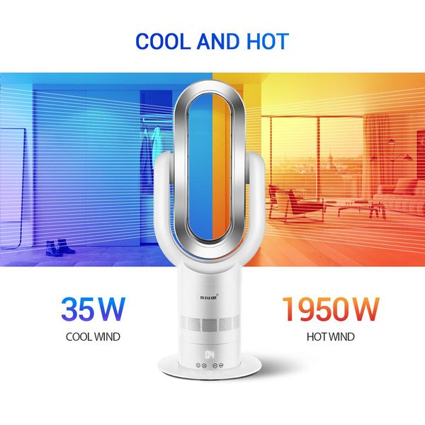 Bladeless Tower Fan Oscillating Heating 2 In 1 Cool Hot with Led Screen and Remote Control