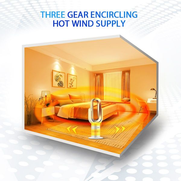 Bladeless Tower Fan Oscillating Heating 2 In 1 Cool Hot with Led Screen and Remote Control