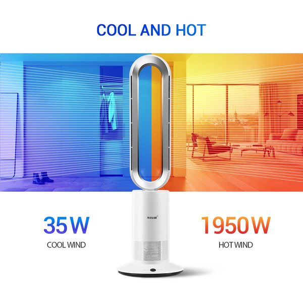 Bladeless Tower Fan 2 In 1 Heater Cool Hot Oscillating Heating with LED and Remote Control