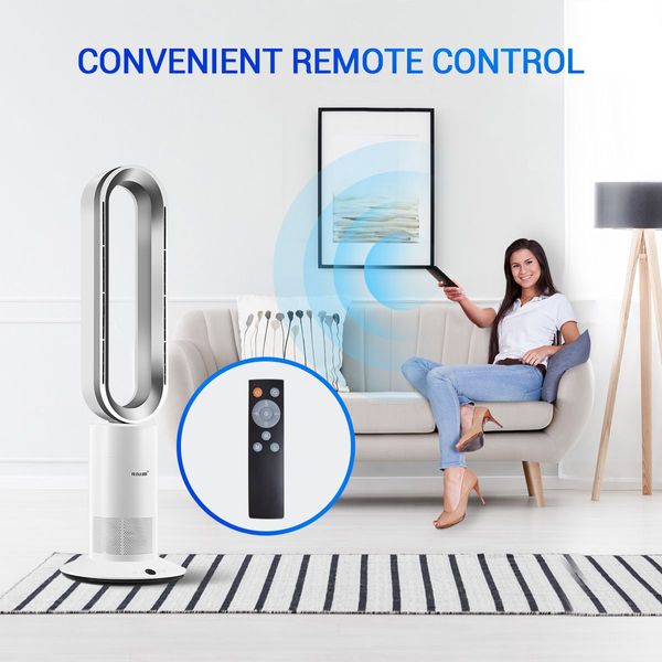 Bladeless Tower Fan 2 In 1 Heater Cool Hot Oscillating Heating with LED and Remote Control