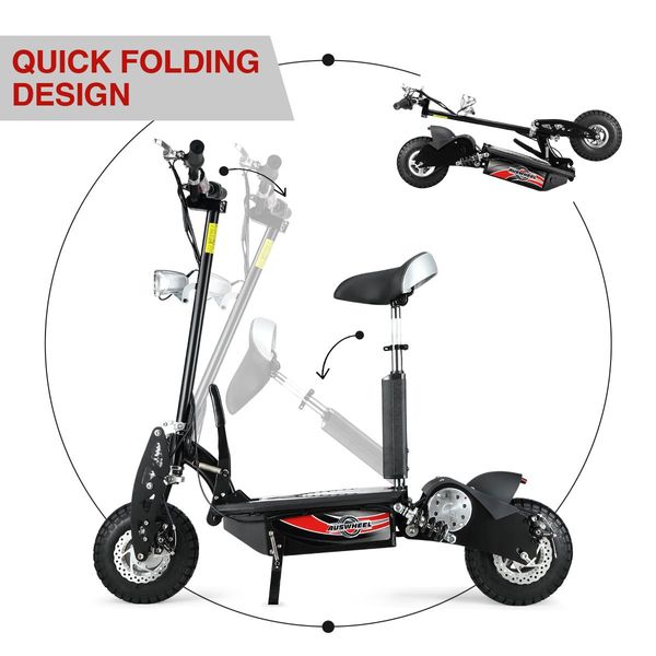 Auswheel 500W Electric Scooter Folding Deep Cycle Scooter 36V Off Road Turbo with LED