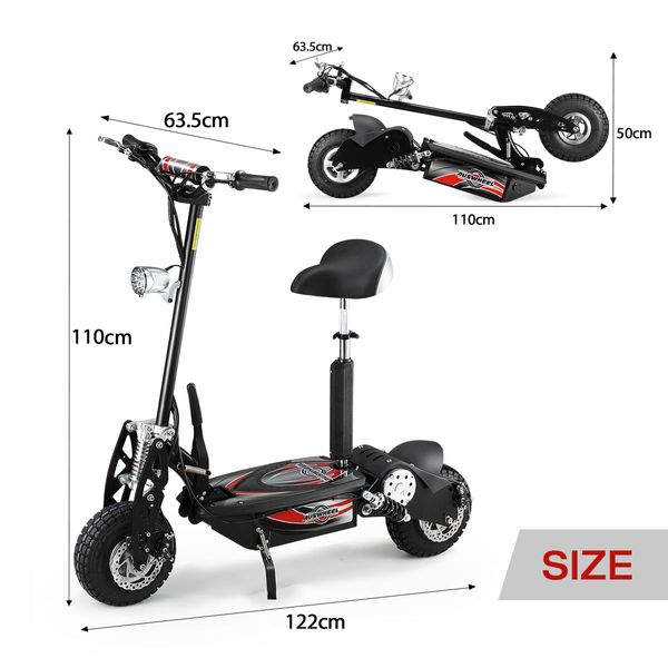 Auswheel 500W Electric Scooter Folding Deep Cycle Scooter 36V Off Road Turbo with LED