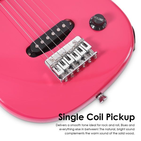 Melodic 30 Inch Children Kids Electric Guitar Musical Instrument with 5W Amp Rose Red